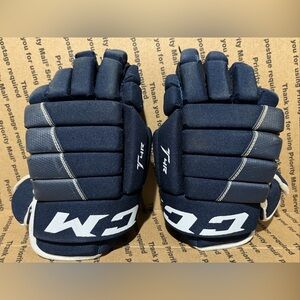 CCM T4R Size 11” (28 cm) Jr Ice Hockey Player Gloves Blue